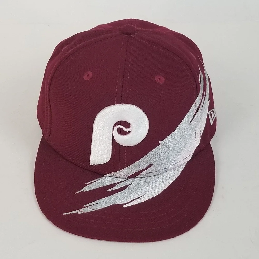 New‎ Era Hat Men 7 3/8 Maroon Philadelphia Phillies 59FIFTY Fitted Cap
